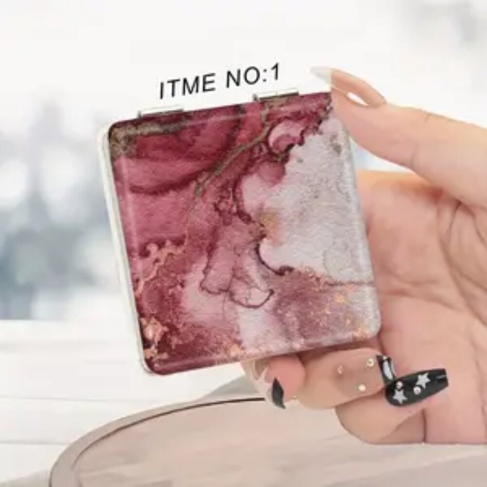 1pc.  Marble Sand Texture Compact Makeup Mirror